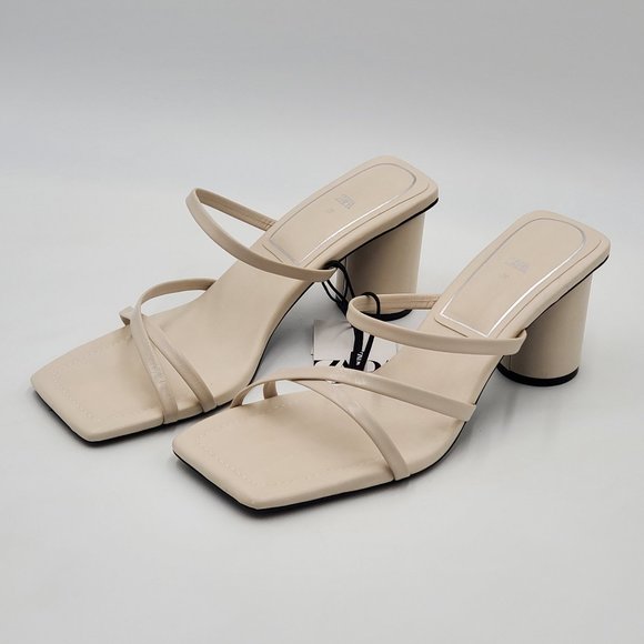 Zara Leather Strappy Heeled Sandals - NWT - Picture 3 of 14